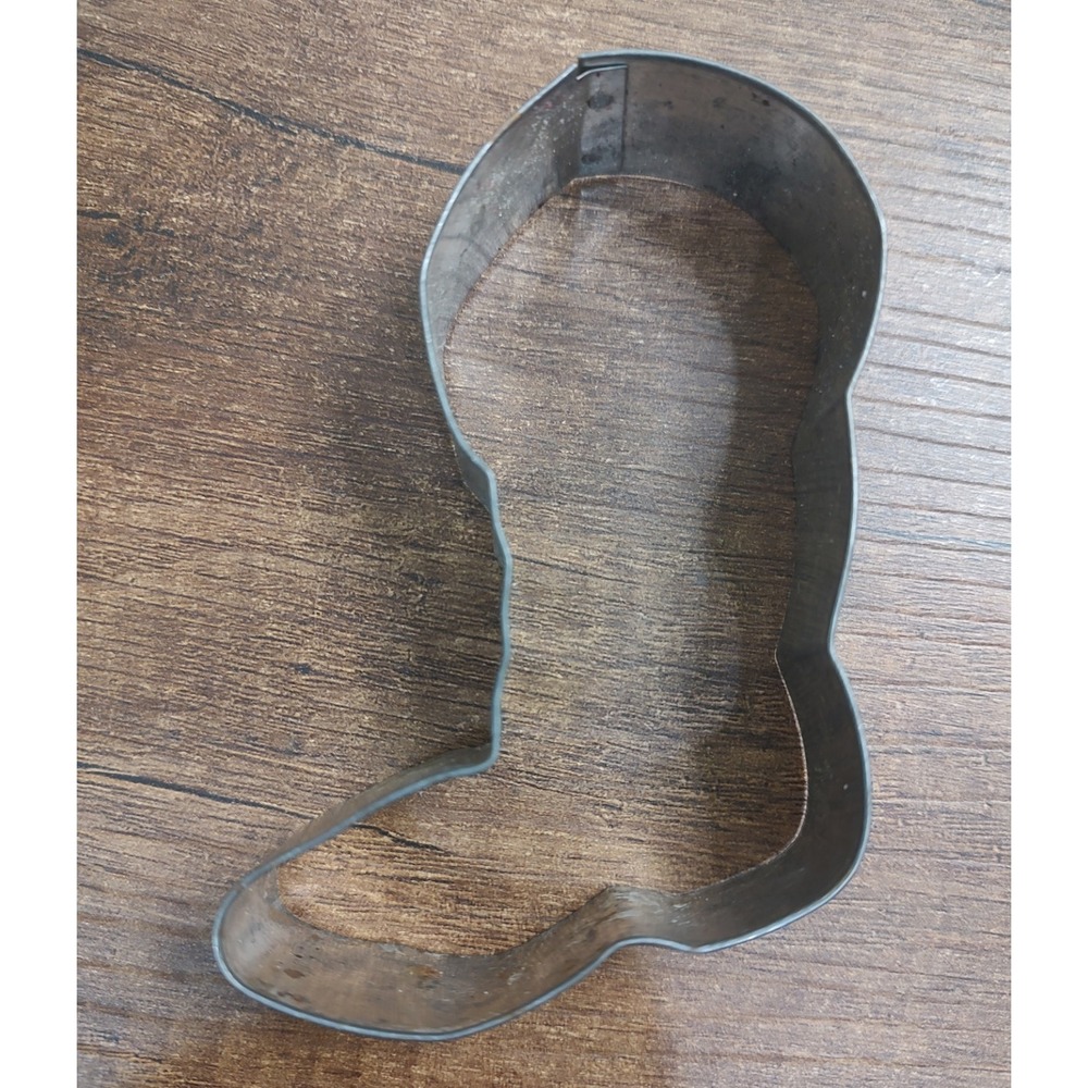 Metal Cookie Cutter TARNISHED Christmas Santa Boot Cowboy Boot Western A7